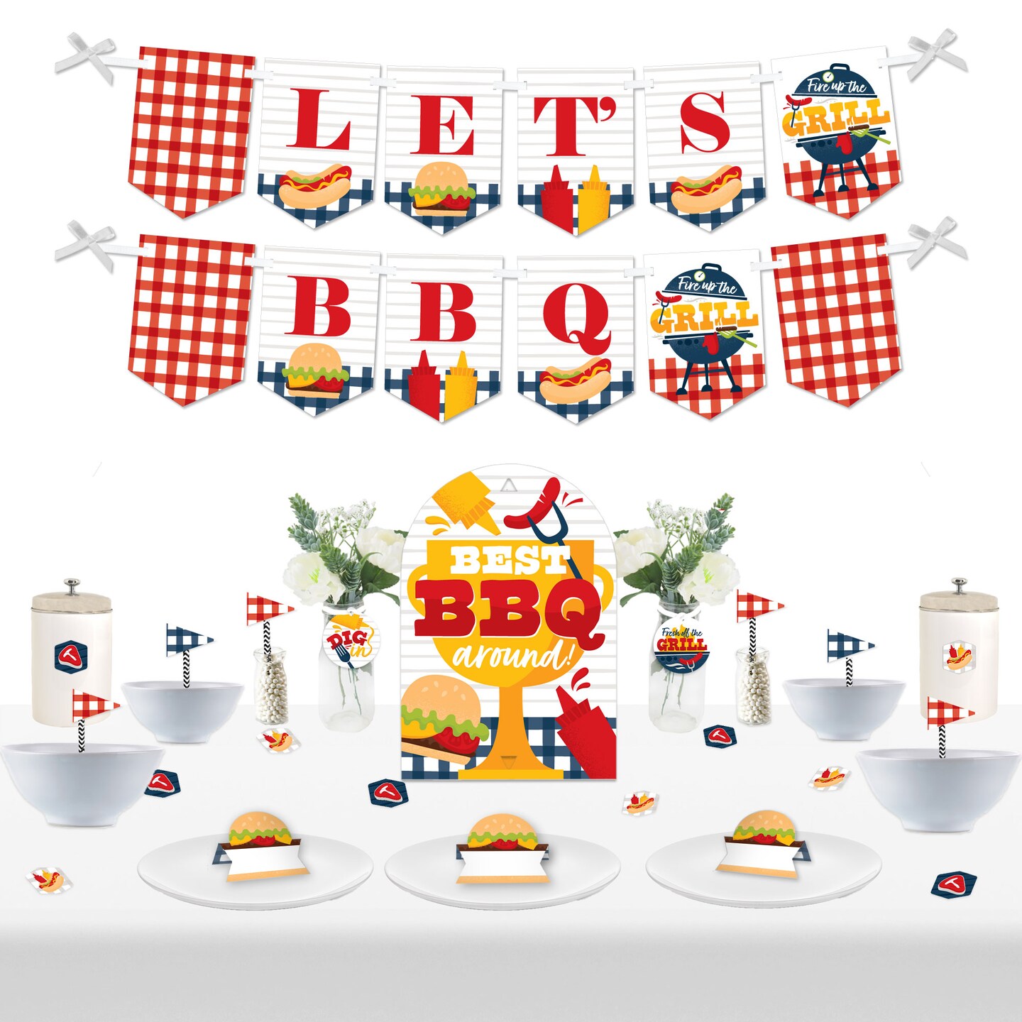 Big Dot of Happiness Fire Up the Grill - DIY Summer BBQ Picnic Party Cookout Signs - Snack Bar Decorations Kit - 50 Pieces