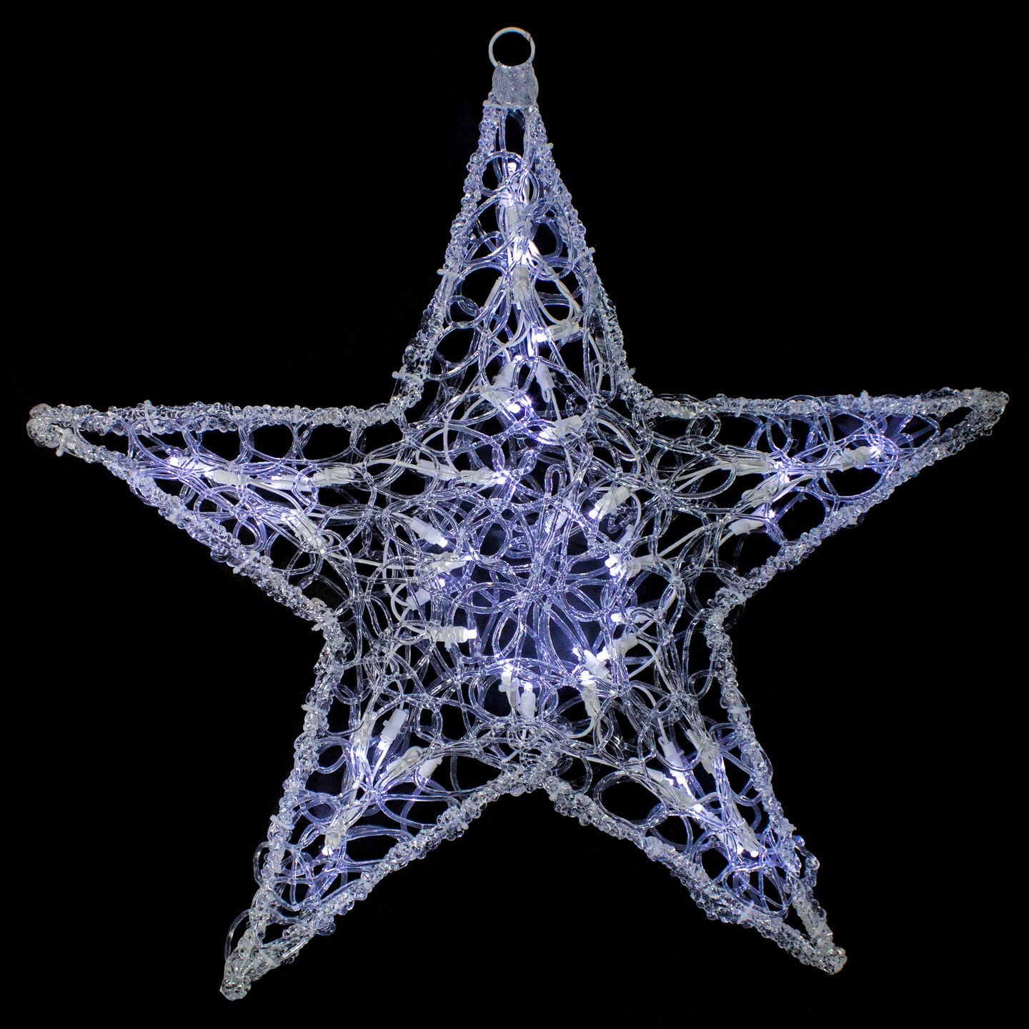 Hofert LED Lighted Twinkling Spun Star Hanging Christmas Decoration - 24" - Pure White