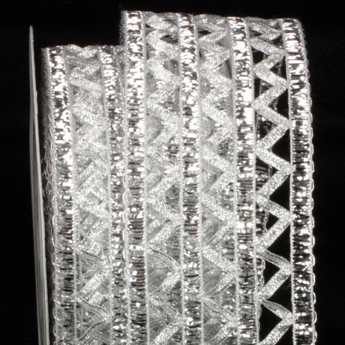 The Ribbon People Silver Open Weave Istanbul Wired Craft Ribbon 2.5&#x22; x 27 Yards