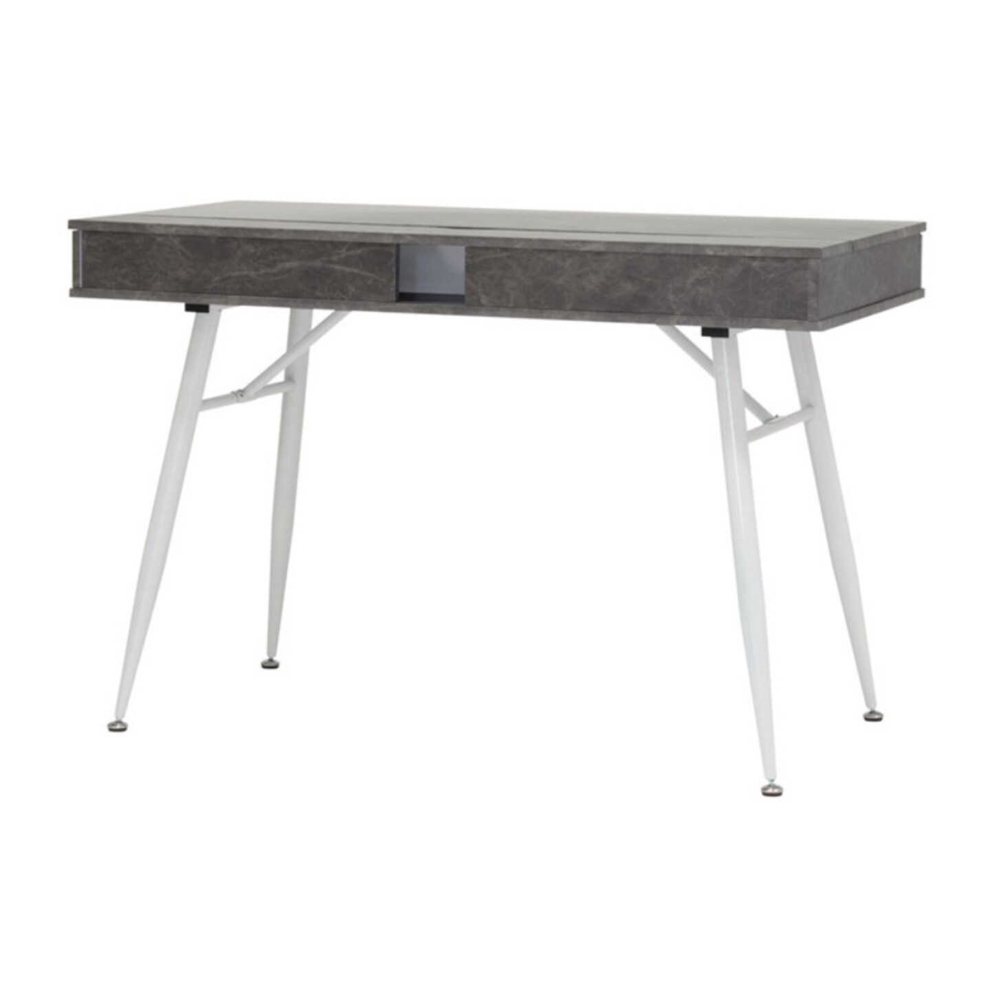 Calico Designs Alcove Split Drawer Desk with Device Storage - White/Cement Finish