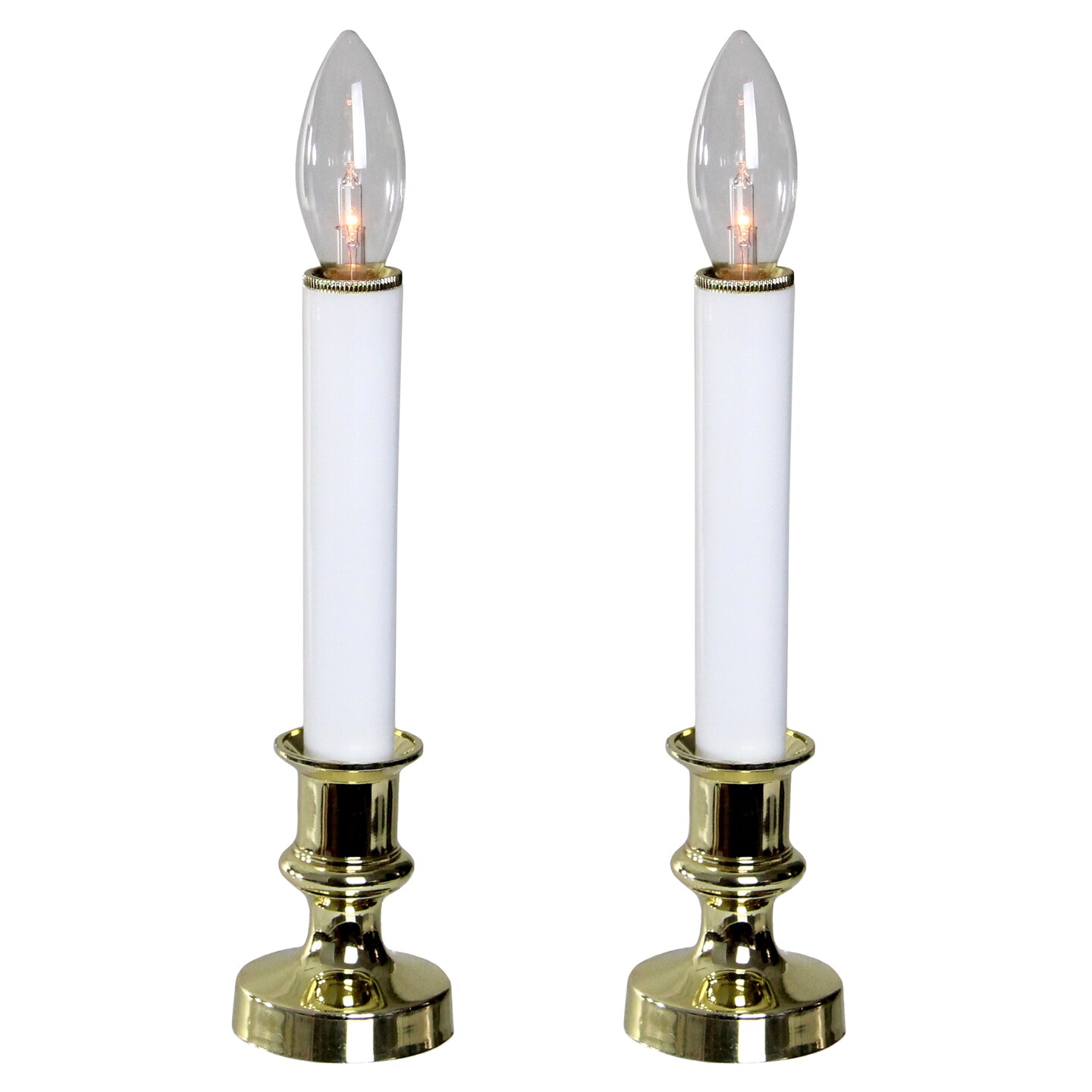 Northlight Set of 2 White and Gold Christmas Candle Lamps 9&#x22;