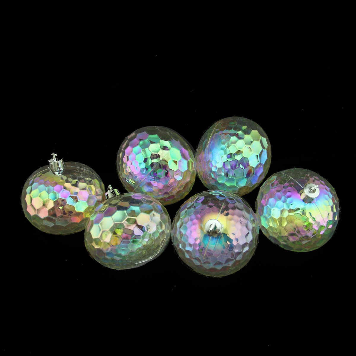 Northlight 6ct Clear Shatterproof Iridescent Hammered Christmas Ball  Ornaments 2.5 (60mm)