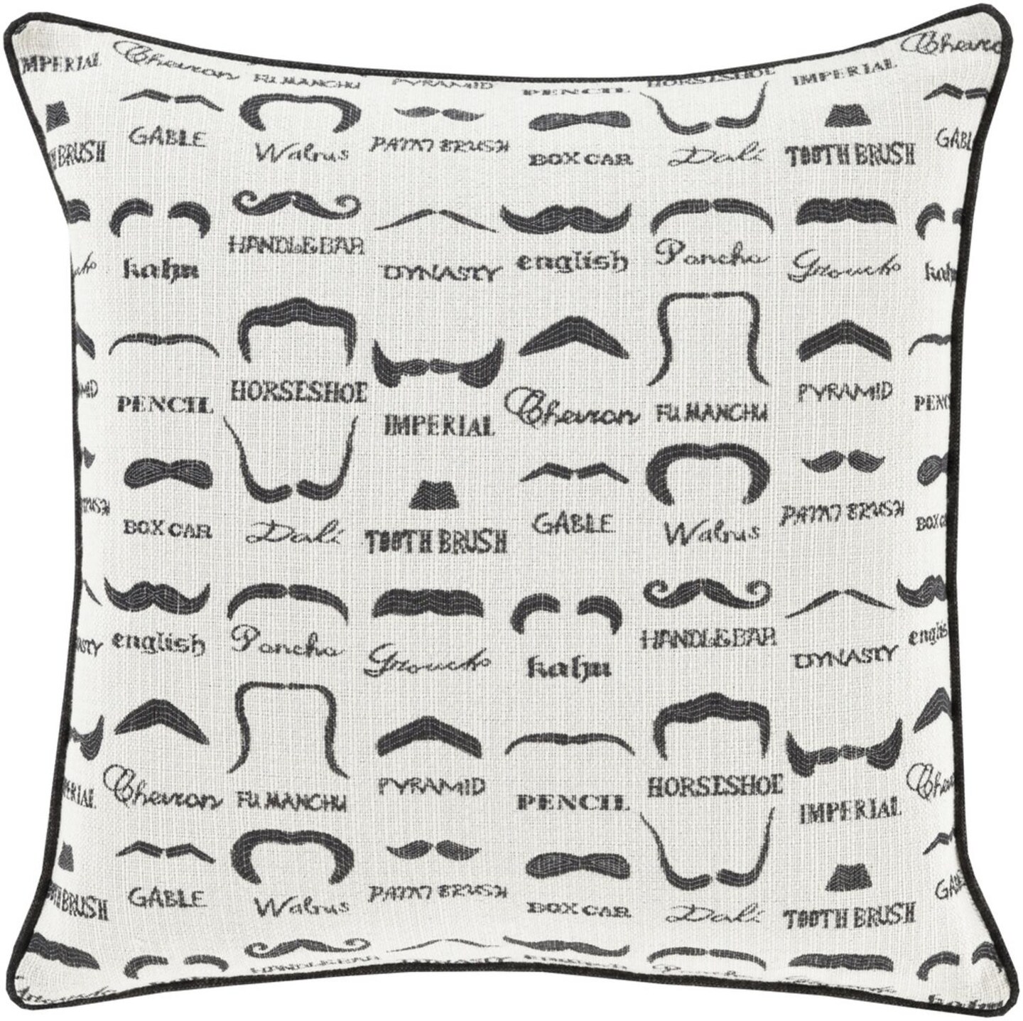 Diva At Home 20&#x22; White and Black Novelty Pattern Decorative Throw Pillow - Down Filler