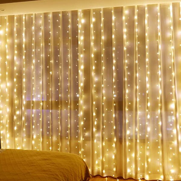 Perfect Holiday 96 LED Curtain String Light Battery Operated - Warm White