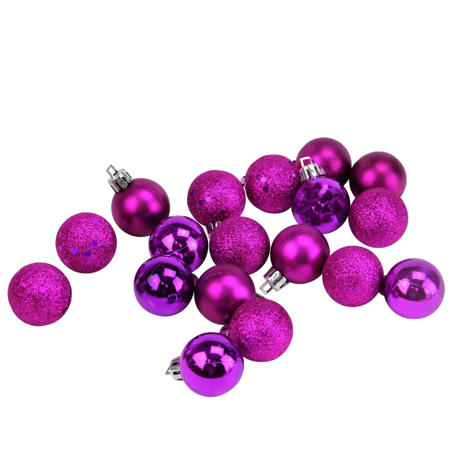 Northlight 18ct Magenta Pink Shatterproof 4-Finish Christmas Ball Ornaments 1.25" (30mm)
