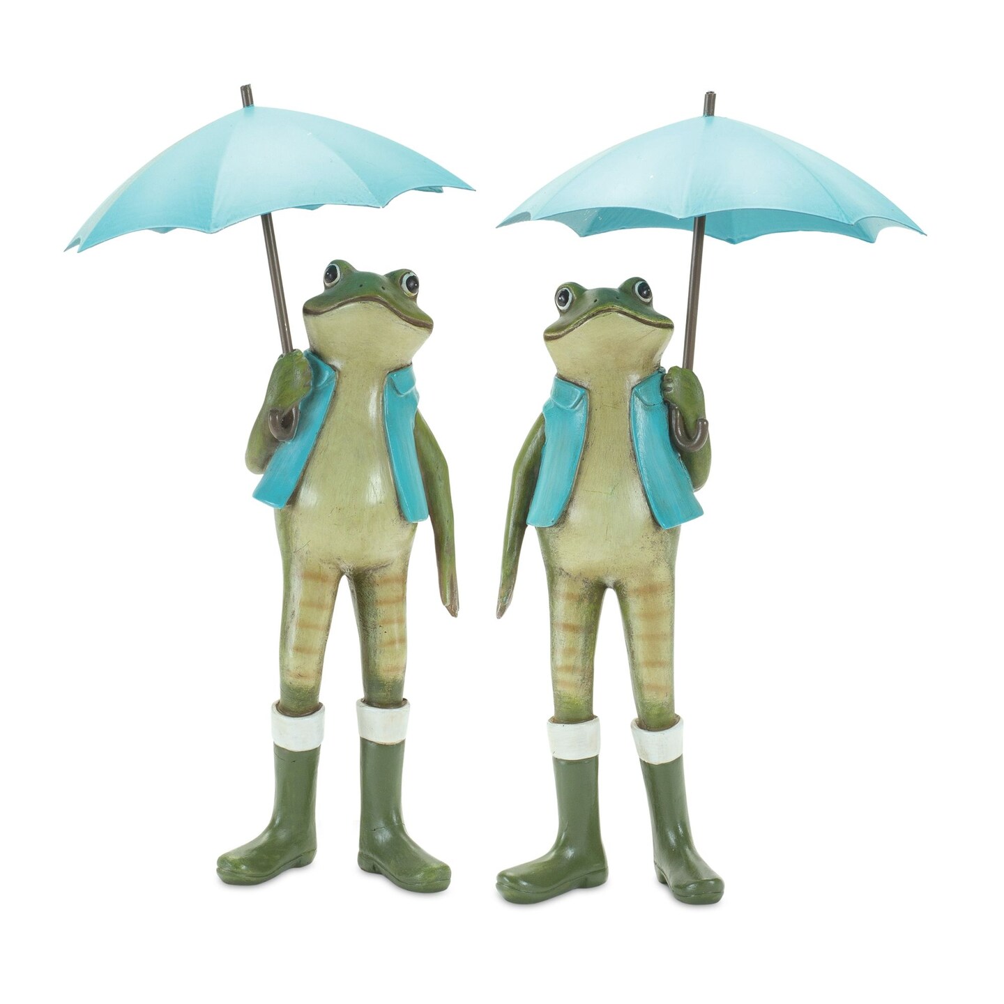 Melrose Set of 2 Frog with Umbrella Tabletop Figurines 11.25&#x22;