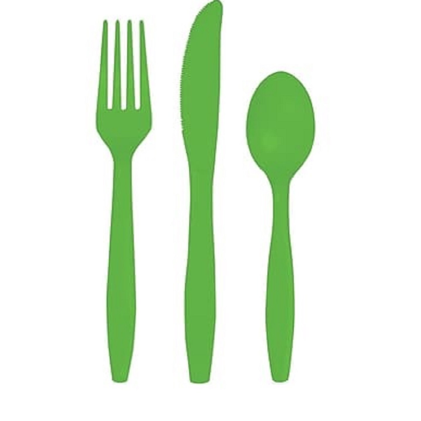 Party Central Club Pack of 216 Lime Green Heavy-Duty Plastic Party Knives, Forks and Spoons