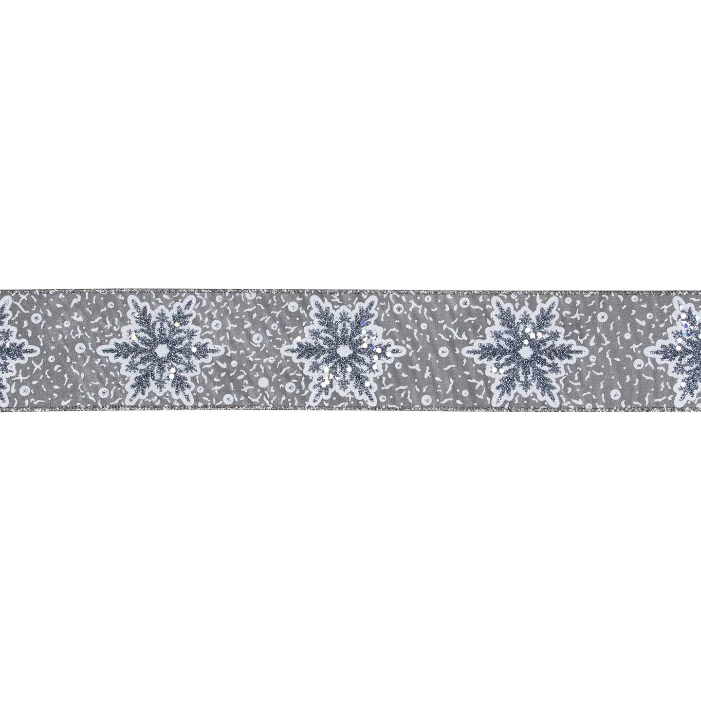 Northlight Gray Snowflake Christmas Wired Craft Ribbon 2.5&#x22; x 10 Yards