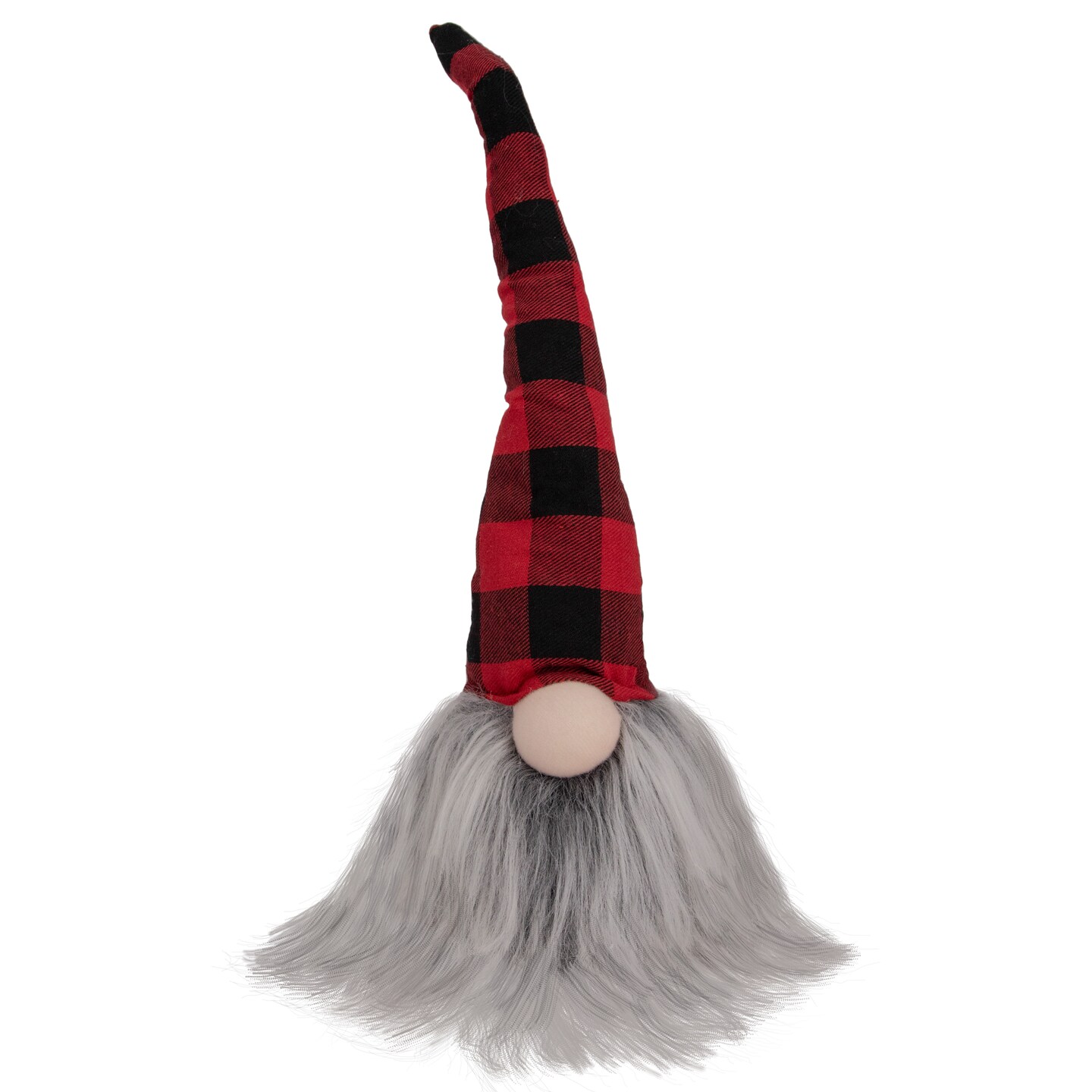 Northlight Buffalo Plaid Gnome Head with Long Beard Christmas Figure - 16&#x22; - Red and Black