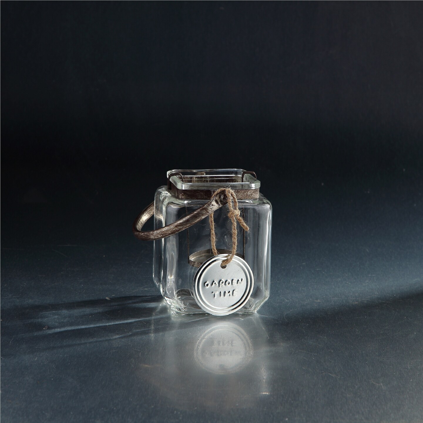 CC Home Furnishings Rectangular Glass Candle Holder with Handle - 6&#x22; - Clear