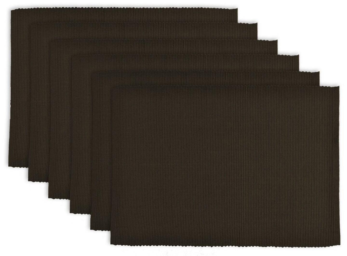 Contemporary Home Living Set of 6 Chocolate Brown Ribbed Rectangular Placemats 13" x 19"
