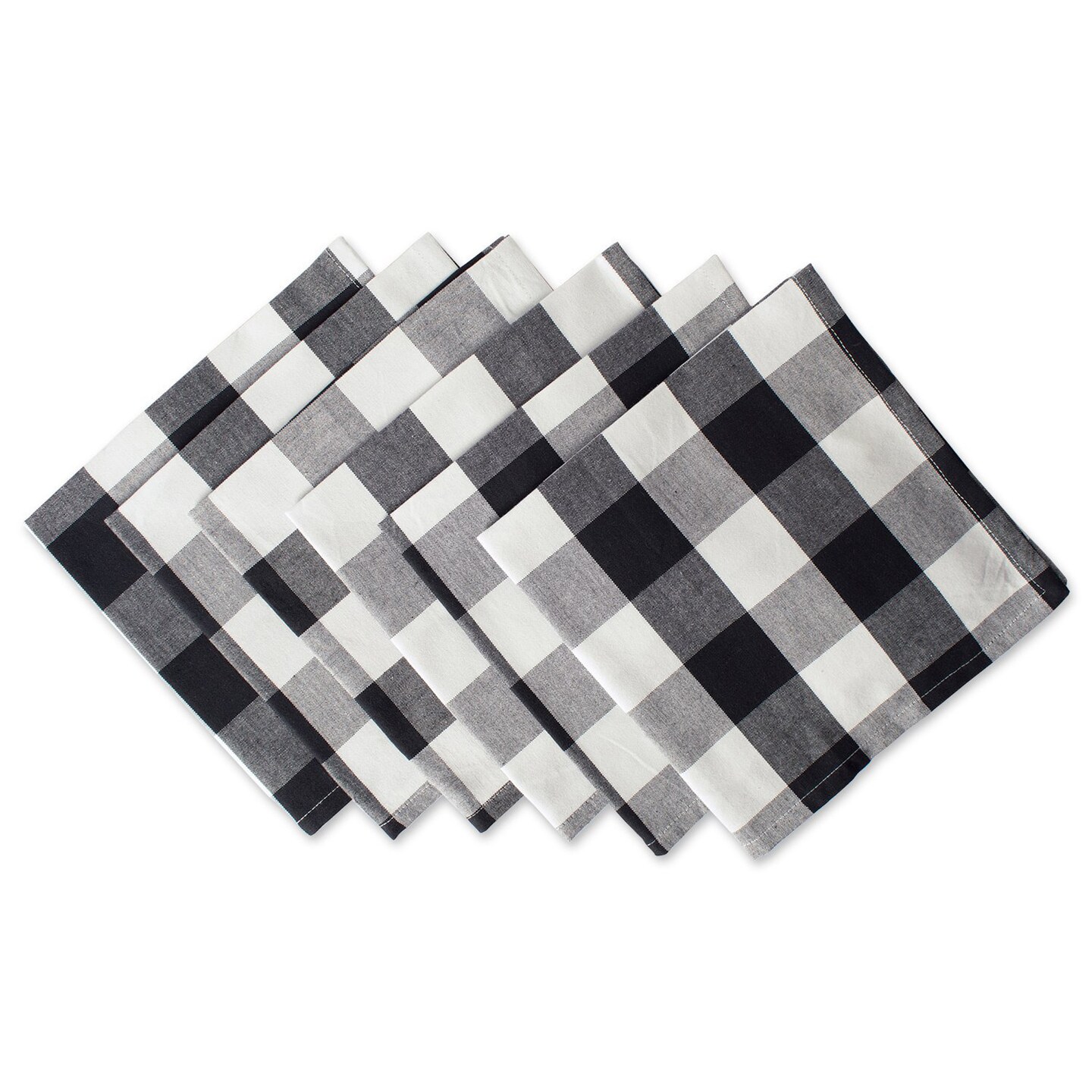 CC Home Furnishings Set of 6 Black and White Buffalo Check Squared Napkins 20&#x22;