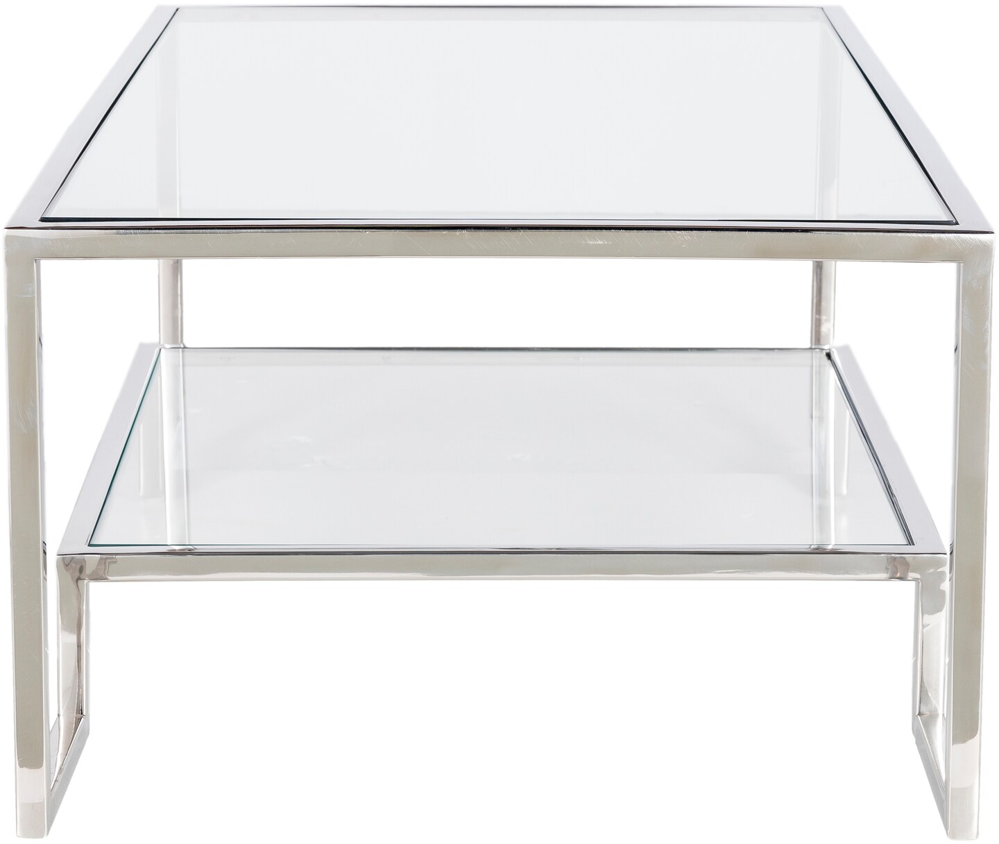 Tiwari Home 39" Clear and Silver Rectangular Solid Glass Coffee table