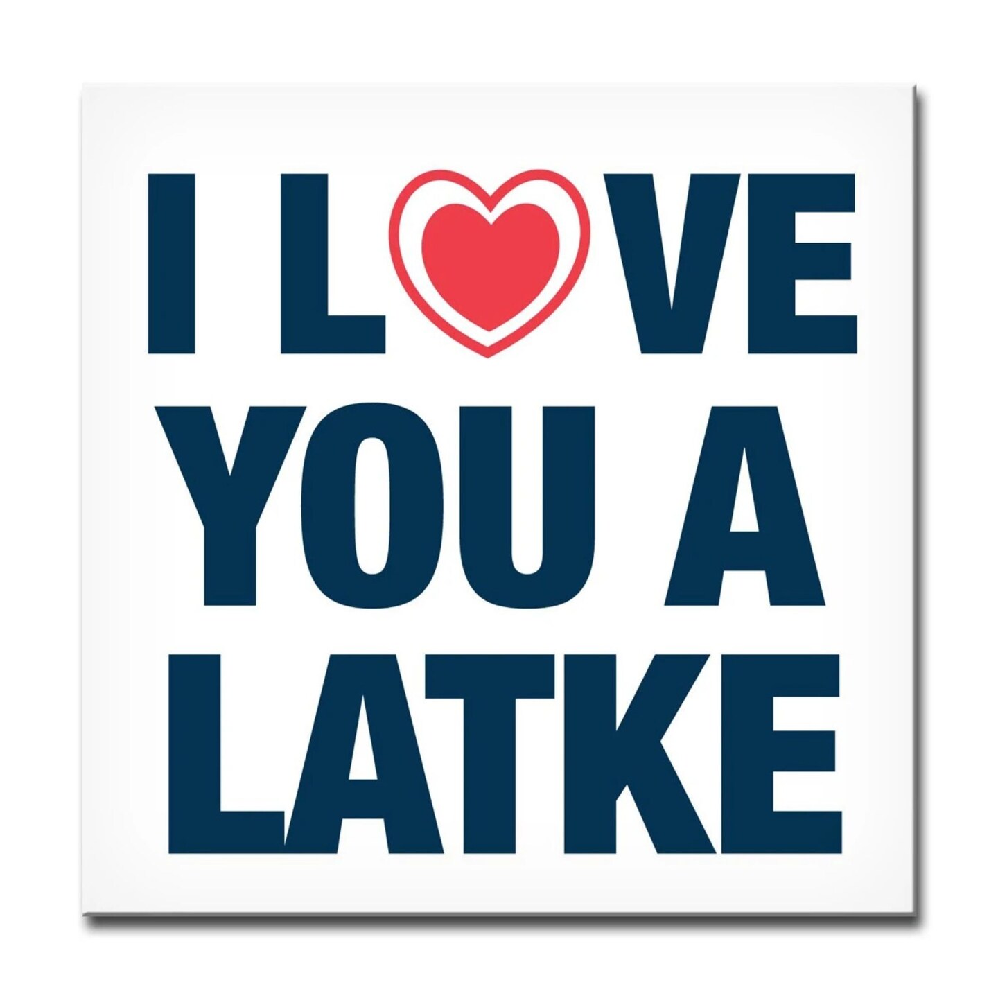 Crafted Creations White and Blue &#x22;I LOVE YOU A LATKE&#x22; Hanukkah Square Cotton Wall Art Decor 20&#x22; x 20&#x22;