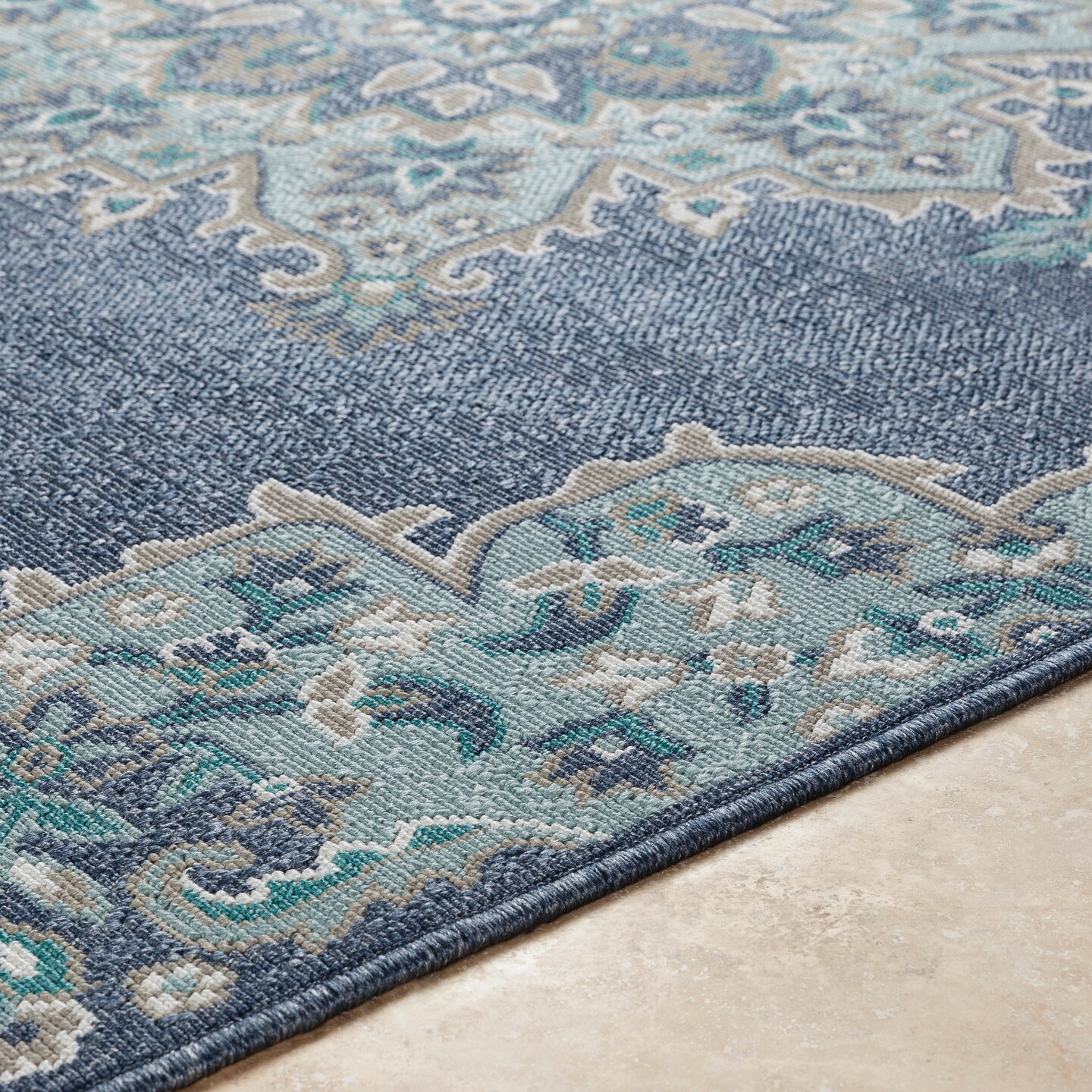 Tiwari Home 7&#x27;6&#x22; x 10&#x27;9&#x22; Mandala Design Blue and Green Rectangular Area Throw Rug