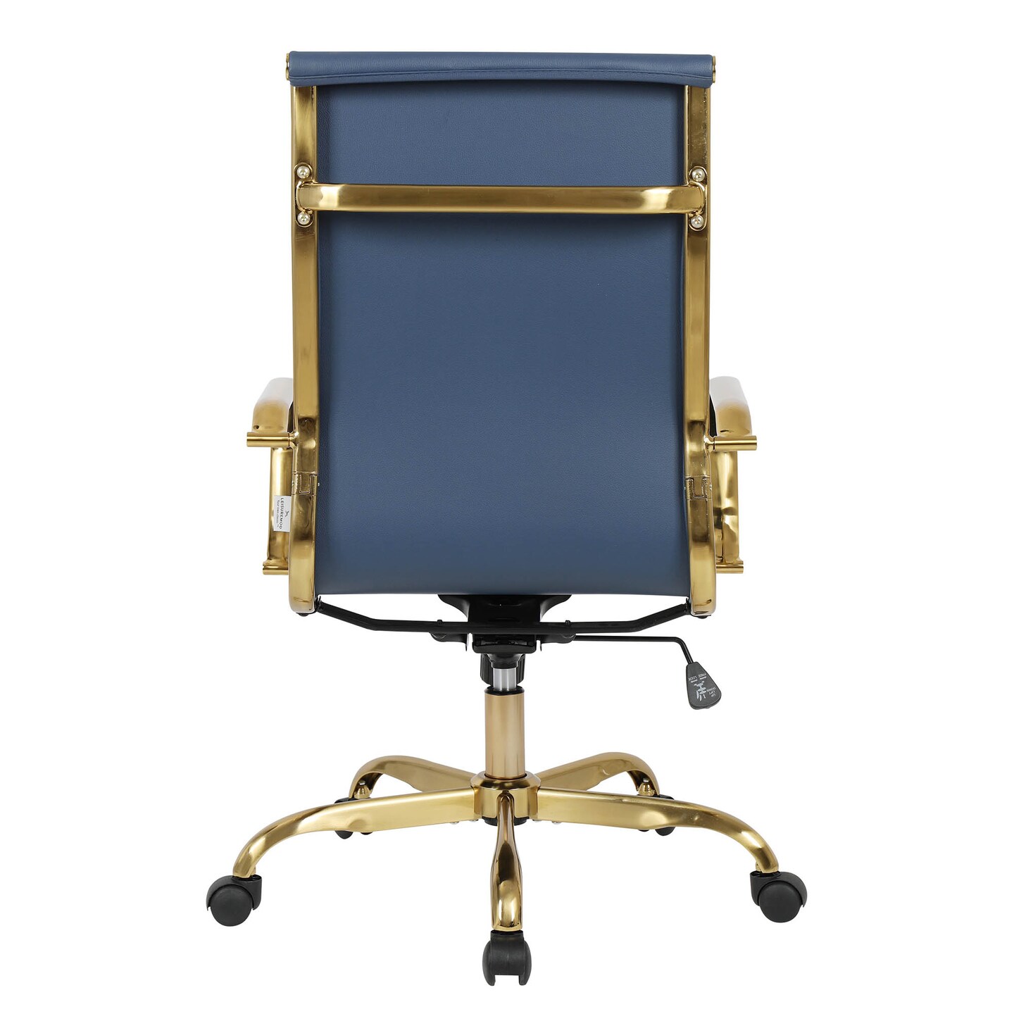 LeisureMod Harris High-Back Faux Leather Office Chair with Gold Frame