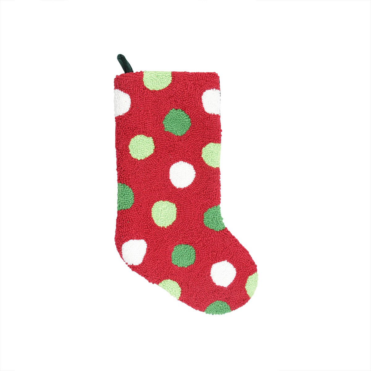 Gallerie II 21" Plush Loop Knit and Velveteen Polka Dot Patterned Christmas Stocking