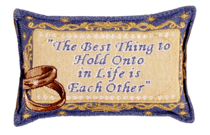 Simply Home 12&#x22; Blue and Yellow Entwined Gold Wedding Bands Rectangular Throw Pillow