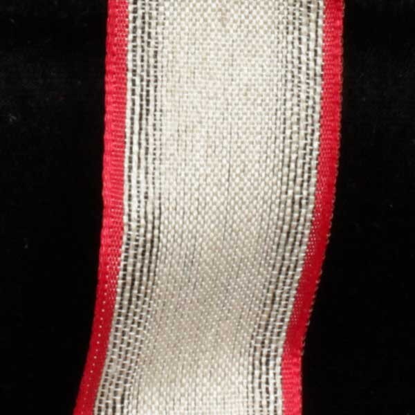 The Ribbon People Red and White Edged French Wired Craft Ribbon 1.25" x 22 Yards