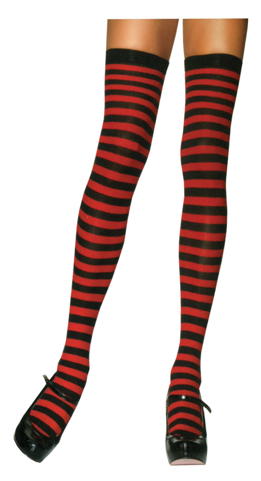 The Costume Center Red And Black Striped Thigh High Women Adult Halloween Stockings Costume