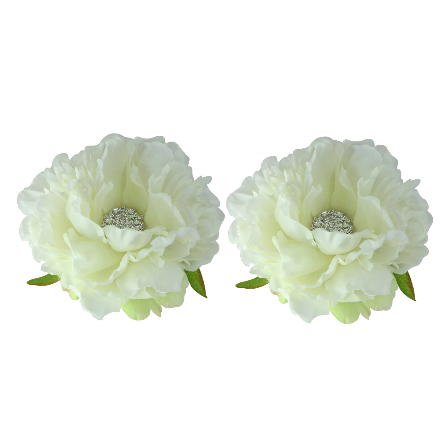 Allstate Jeweled Peonies Artificial Floating Flowers - 4.5" - White - Set of 2