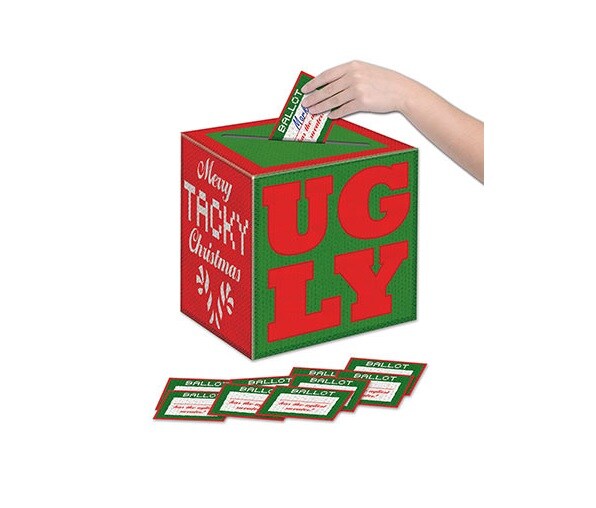 Party Central Pack of 6 Green and Red &#x27;Ugly&#x27; Sweater Christmas Ballot Boxes 9&#x22;