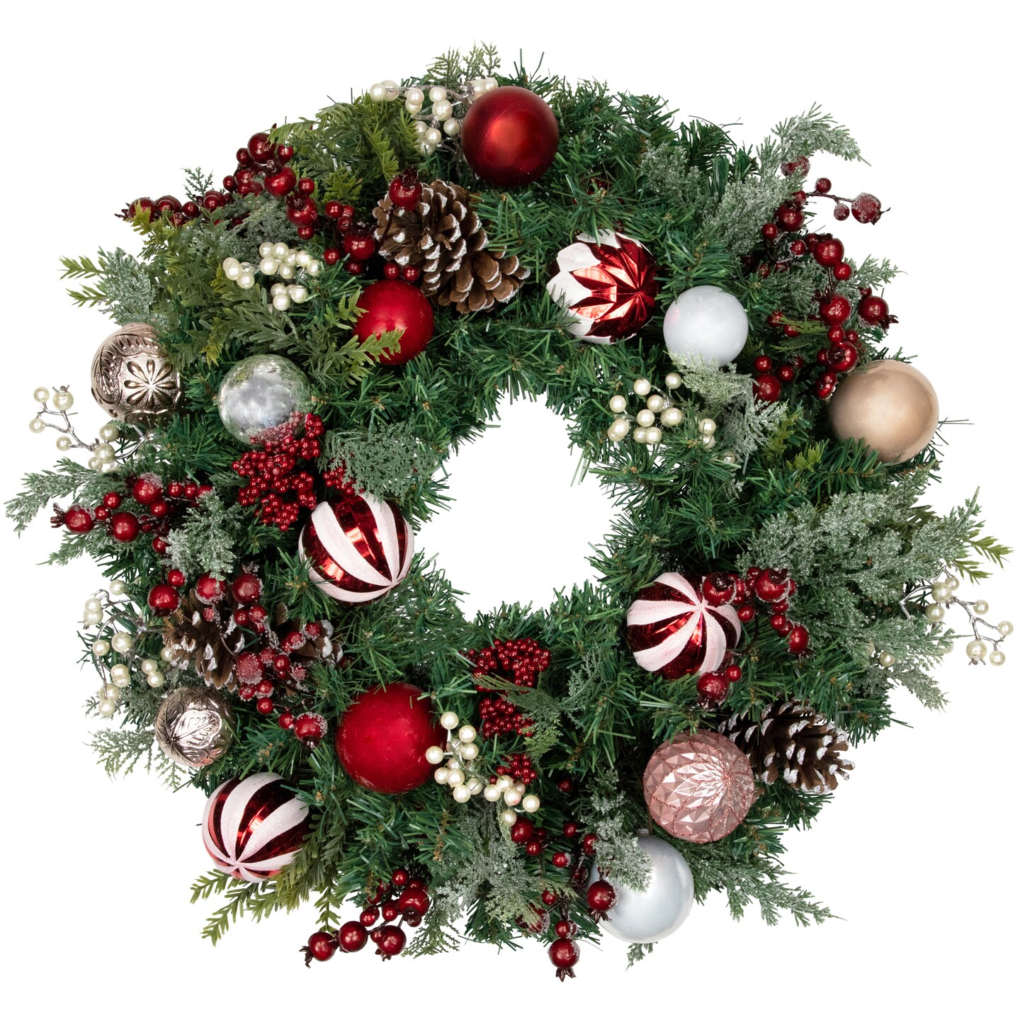 Northlight Mixed Pine Ornaments and Pinecones Artificial Christmas Wreath, 28-Inch, Unlit