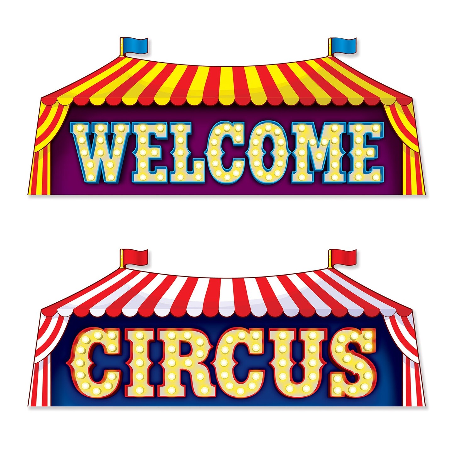 Beistle 24 Pieces Multi-Color Circus Sign Party Cutouts 23.25&#x201D;
