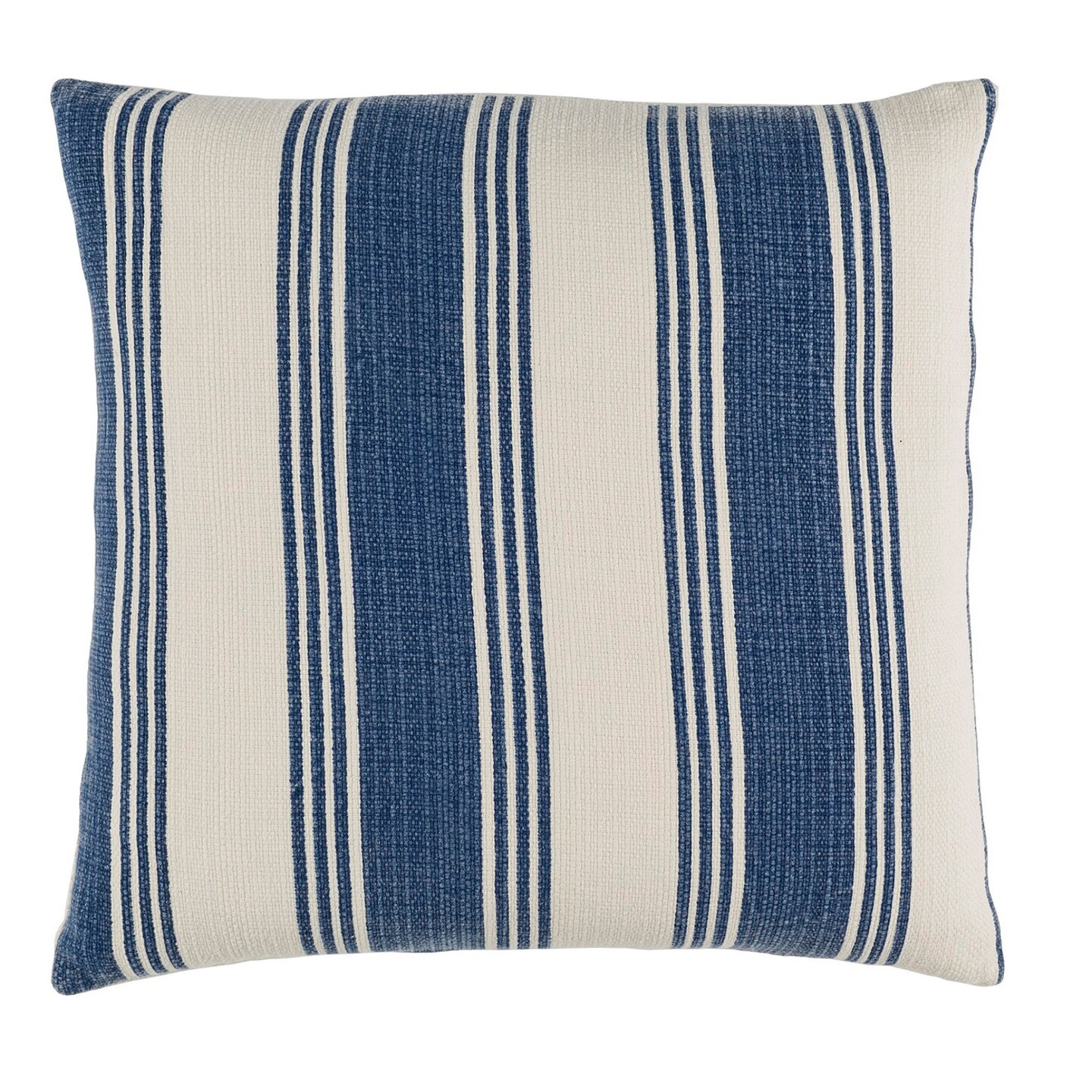 Tiwari Home 22" Navy blue and Cream White Striped Square Throw Pillow