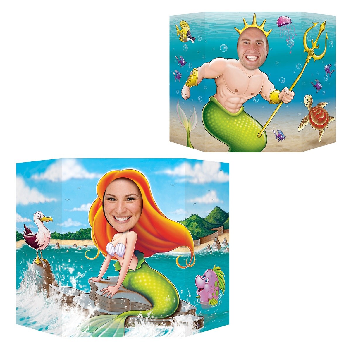 Party Central Pack of 6 Multi-Color Mermaid Stand Up Cutouts 37&#x22;