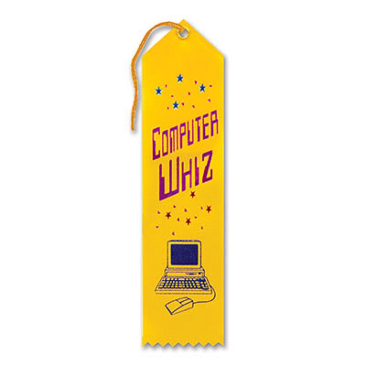 Beistle Pack of 6 Yellow "Computer Whiz Award" School Award Ribbon Bookmarks 8"