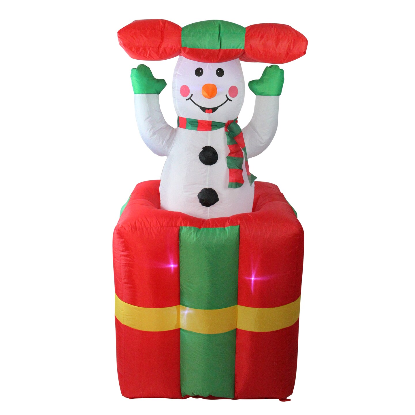 LB International 5' Lighted Inflatable Pop Up Snowman in Gift Box Christmas Outdoor Decoration