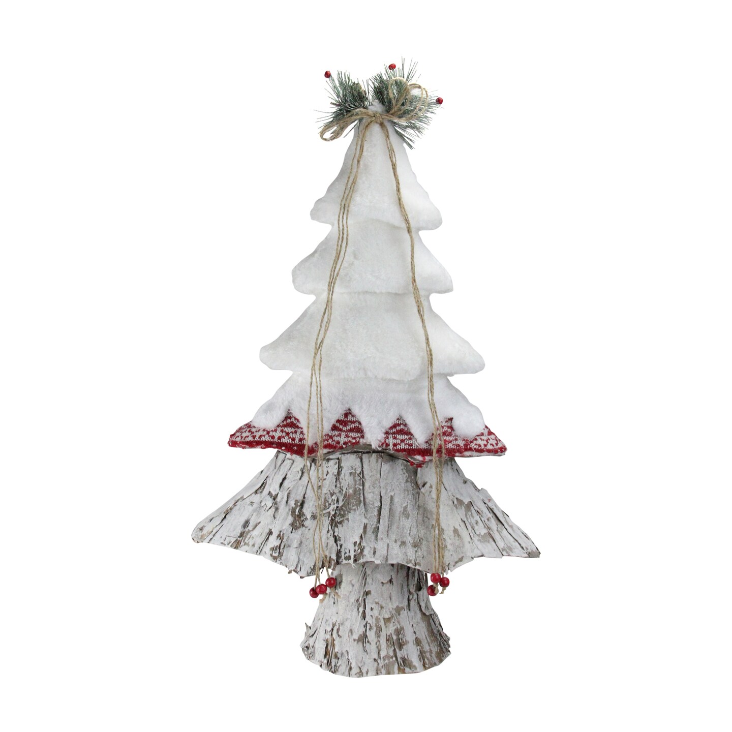 Northlight Snow Cap and Sweater Christmas Tree with Pine Decoration - 22&#x22; - White and Red