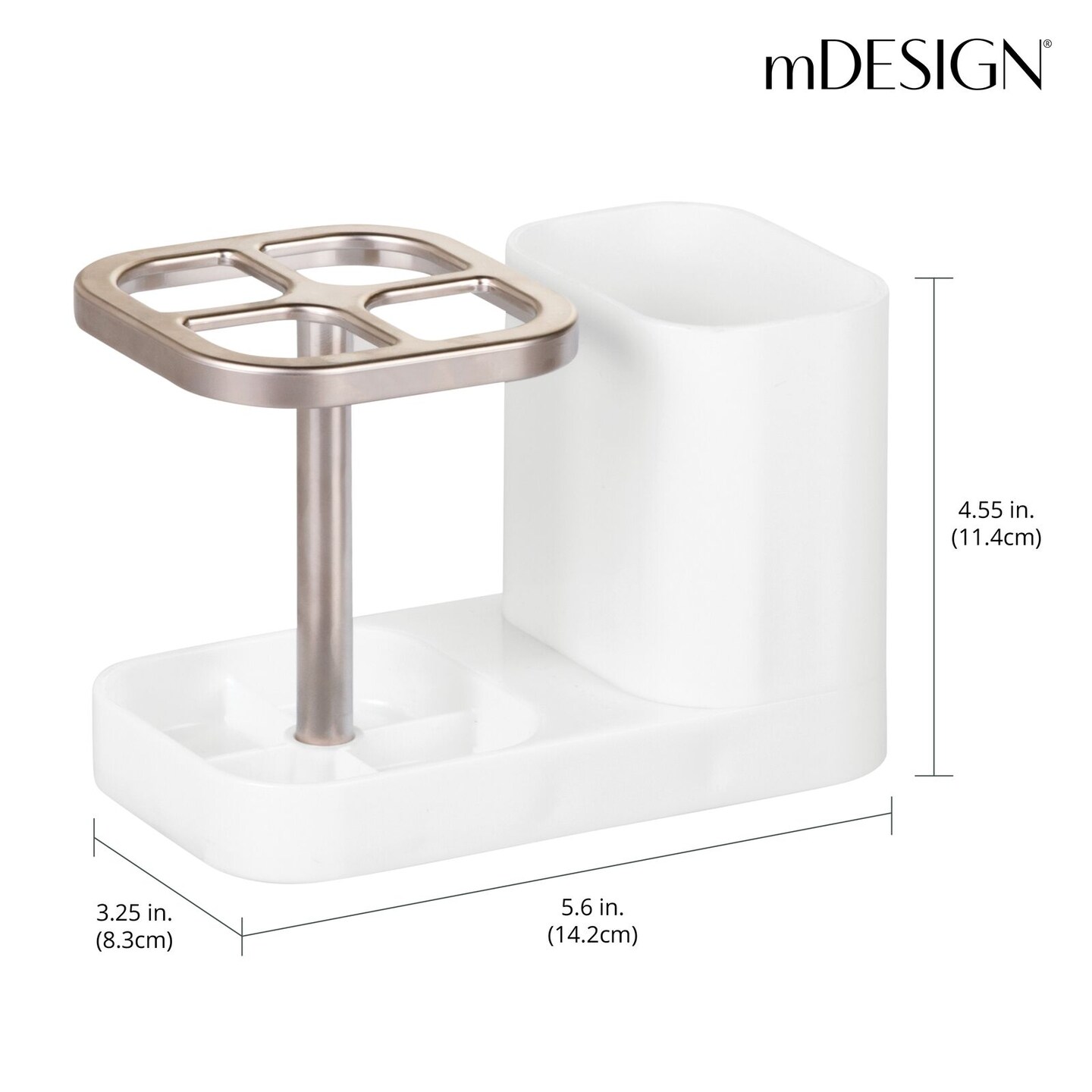mDesign Plastic Toothbrush Storage Organizer Holder with Cup