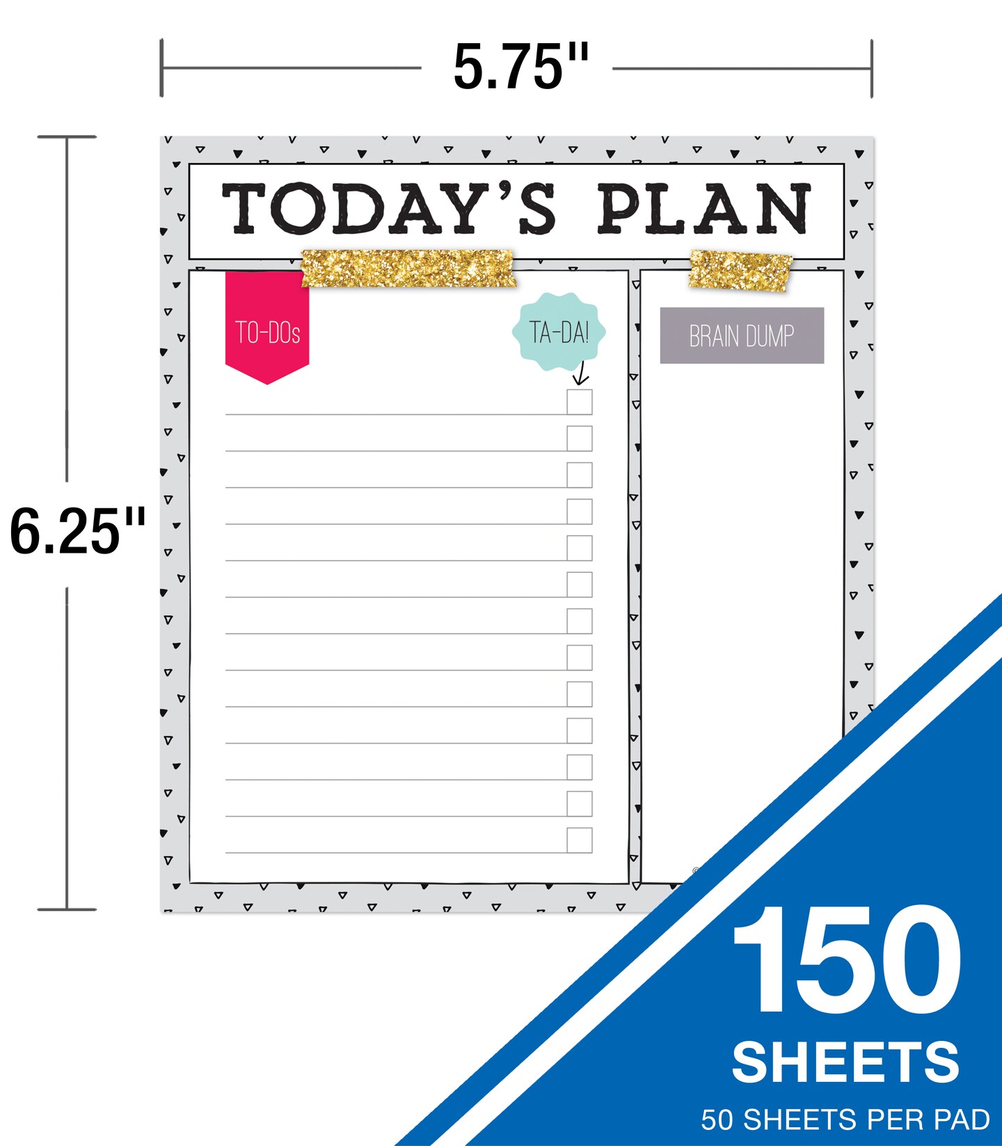 Carson Dellosa Today&#x27;s Plan Notepad 3-Pack Set, Note Pads for To Do List, Goals, Checklist, and Classroom Organization Stationary, Desk Accessories and Office Supplies