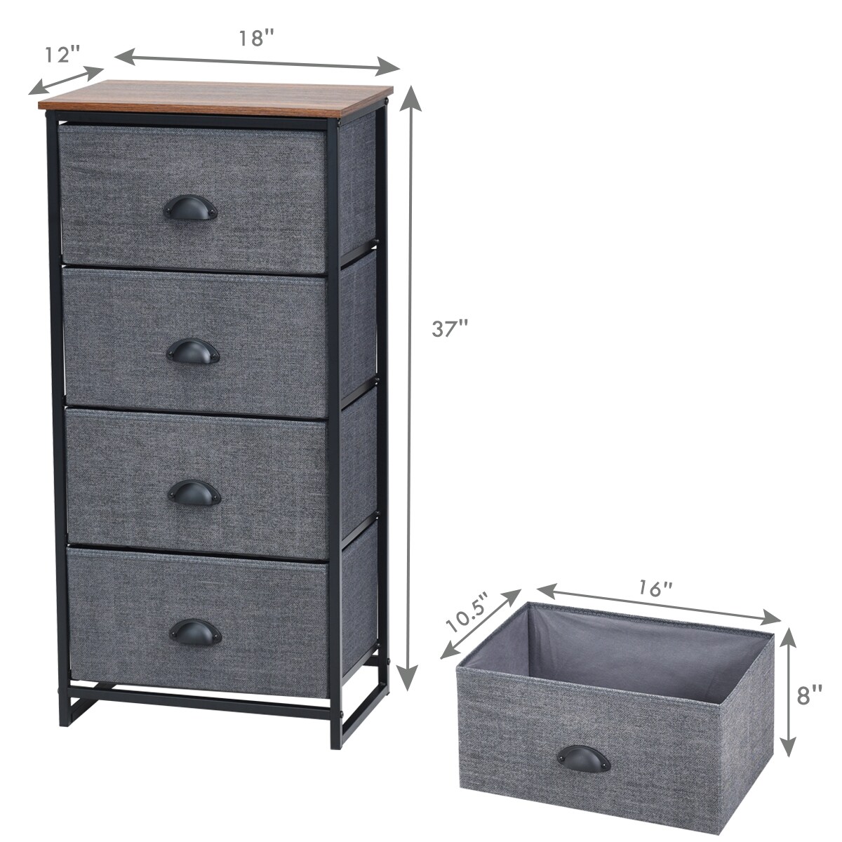 Chest Storage Tower Side Table Display Storage with 4 Drawers