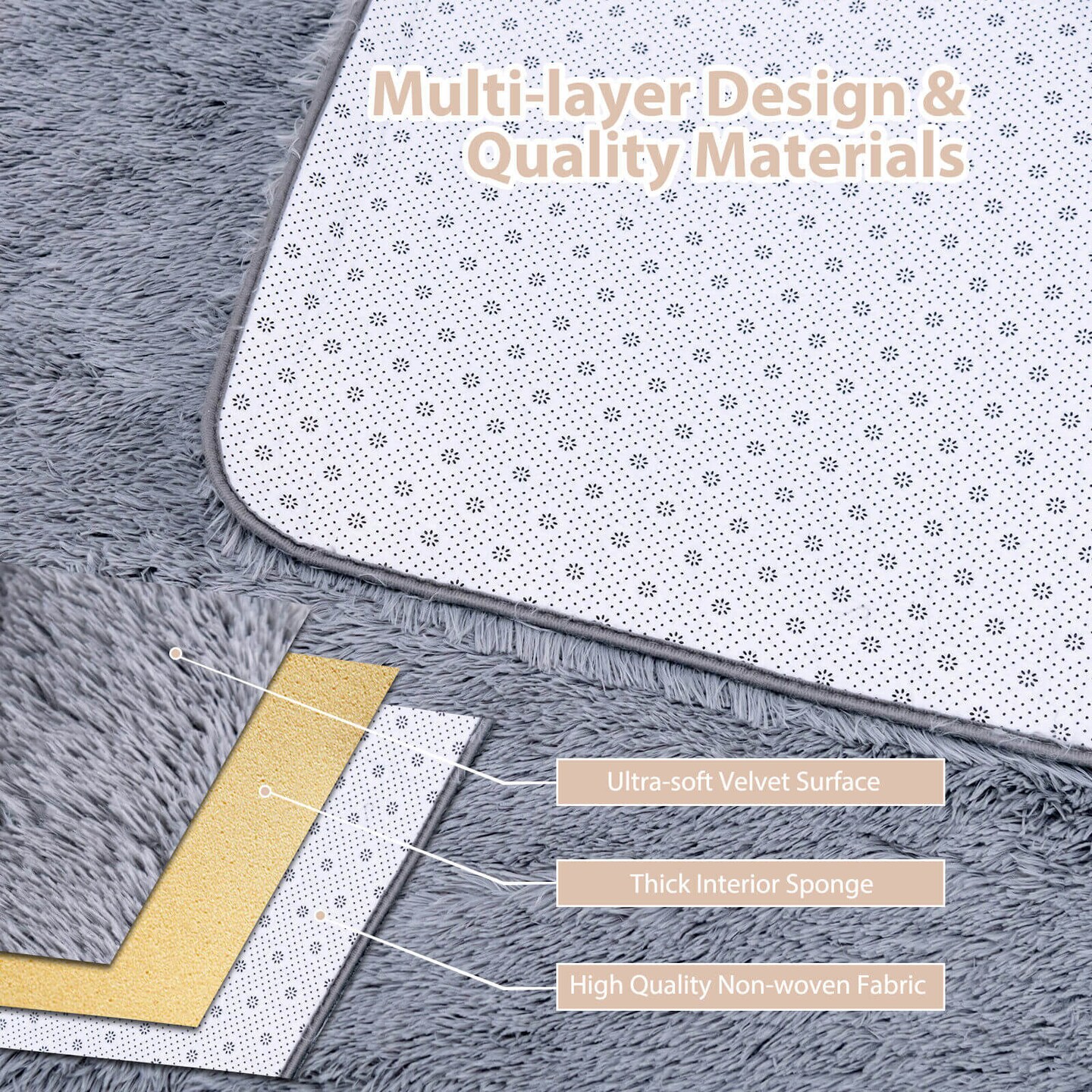 4x6 Feet Fluffy Soft Plush Area Rug Carpet with Anti-Slip Backing for Living Room or Bedroom Use