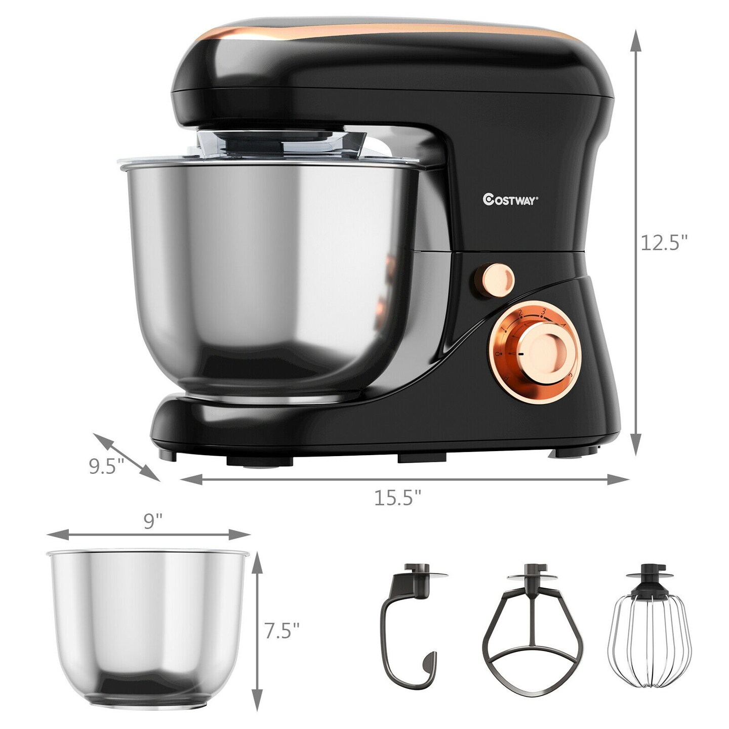 Stand Kitchen Food Mixer 6 Speed with Dough Hook Beater