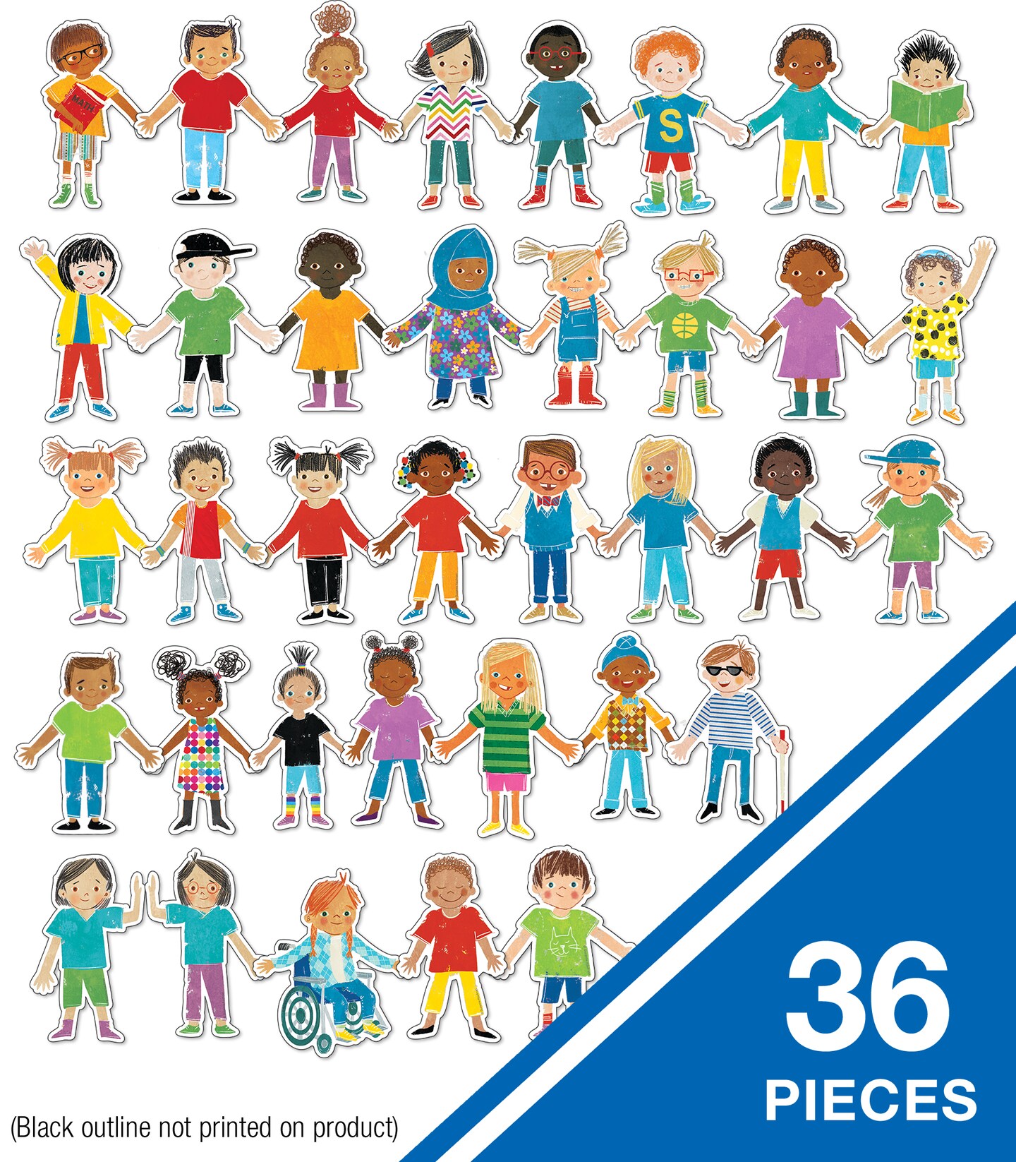 Carson Dellosa  36-Piece All Are Welcome Children&#x27;s Book Cutouts, Diverse Students and Kids Accents for Back to School, Bulletin Board, and Classroom Decor