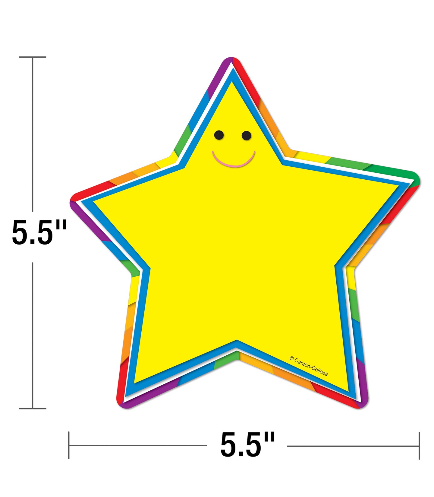 Carson Dellosa 36-Piece Rainbow Star Cutouts, Smiley Face Bulletin Board Decorations for Name Tags, Cubbies, Locker Decorations, Posterboard, and Classroom Decor