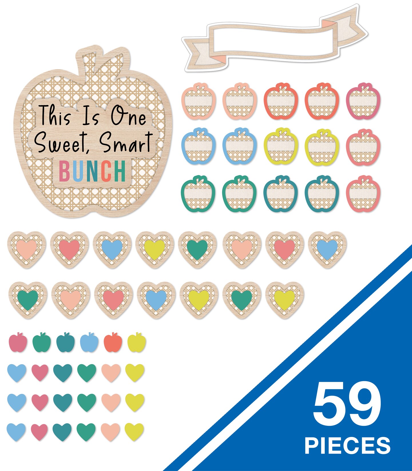 Carson Dellosa True to You 59pc Welcome Bulletin Board Set, Apple Back to School Decorations for Bulletin Board, Cork Board, Wall Decor, Classroom Decor, Welcome Back Boho Decor Classroom Must Haves