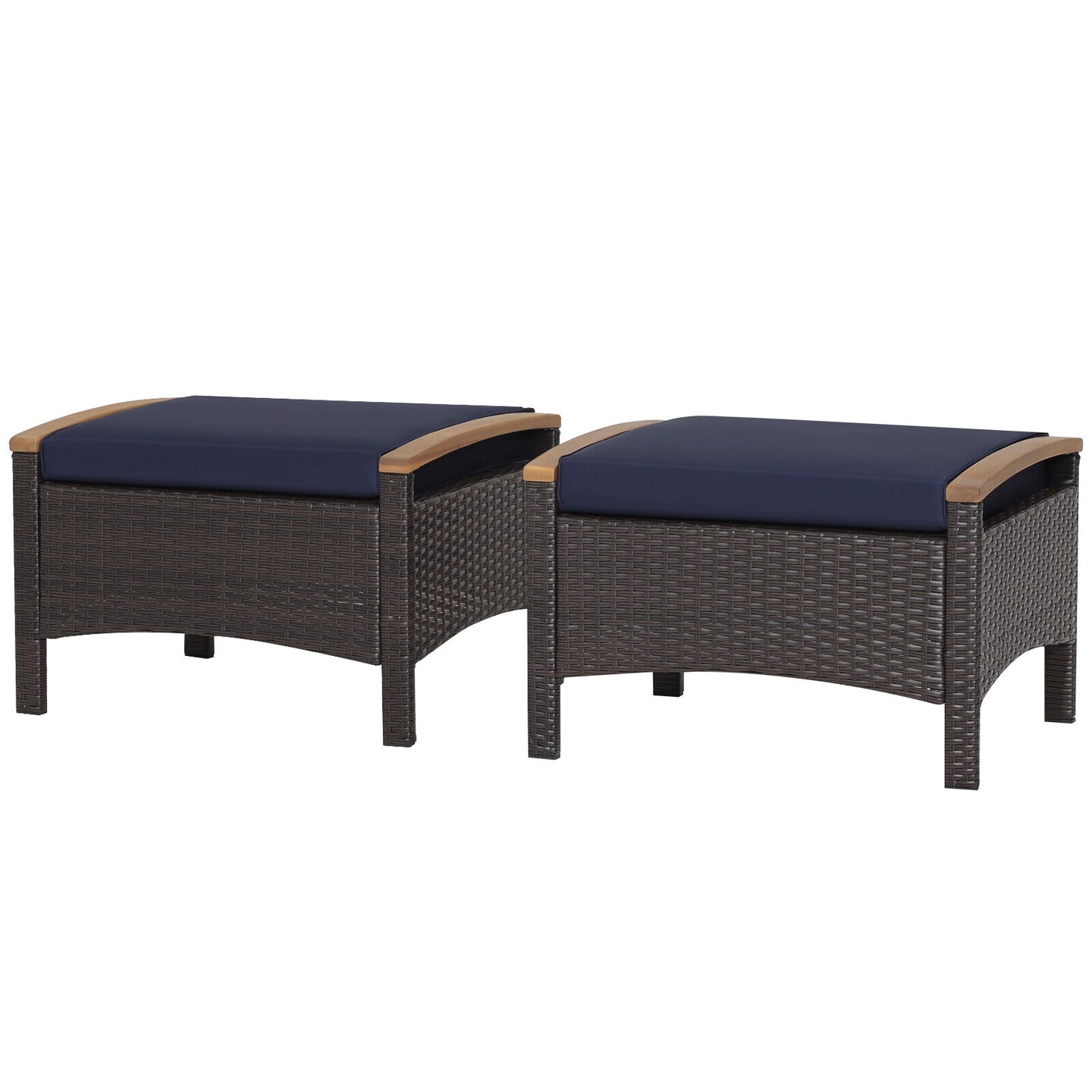 Set of 2 Fade-Resistant Wicker Patio Ottoman