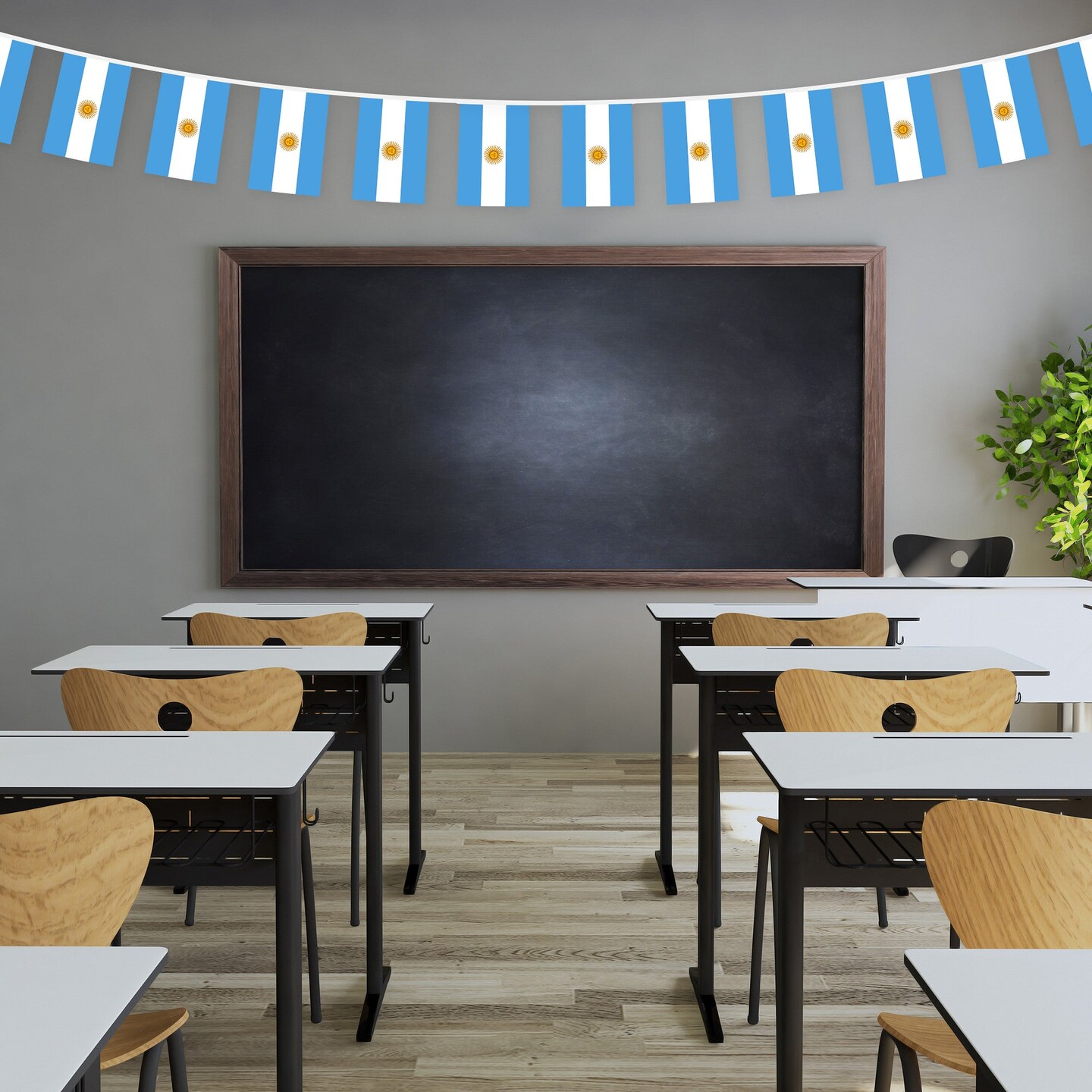 G128 Argentina Argentinian Bunting Banner | Flag 8.2 x 5.5 Inch, Full String 33 Feet | Printed 150D Polyester, Decorations For Bar, School, Festival Events Celebration