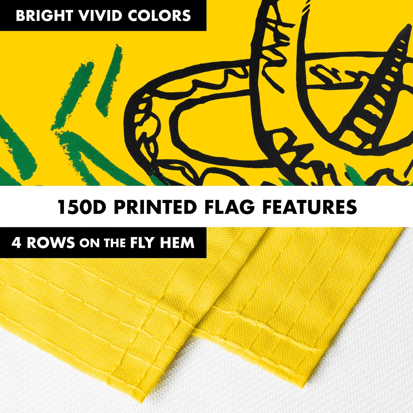 G128 Combo Pack: Flag Pole 6 FT White Tangle Free &#x26; No Step On Snek Flag 3x5ft 150D Printed Polyester