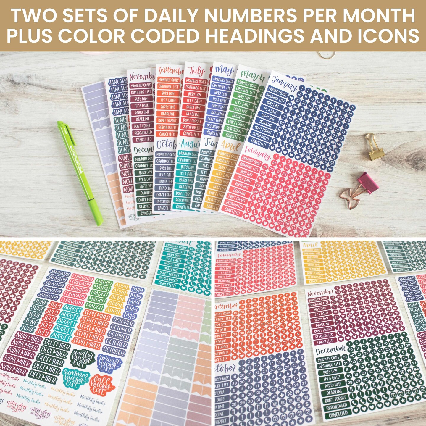 Planner Stickers, Calendar Essentials Pack, Happy Seasons product 5