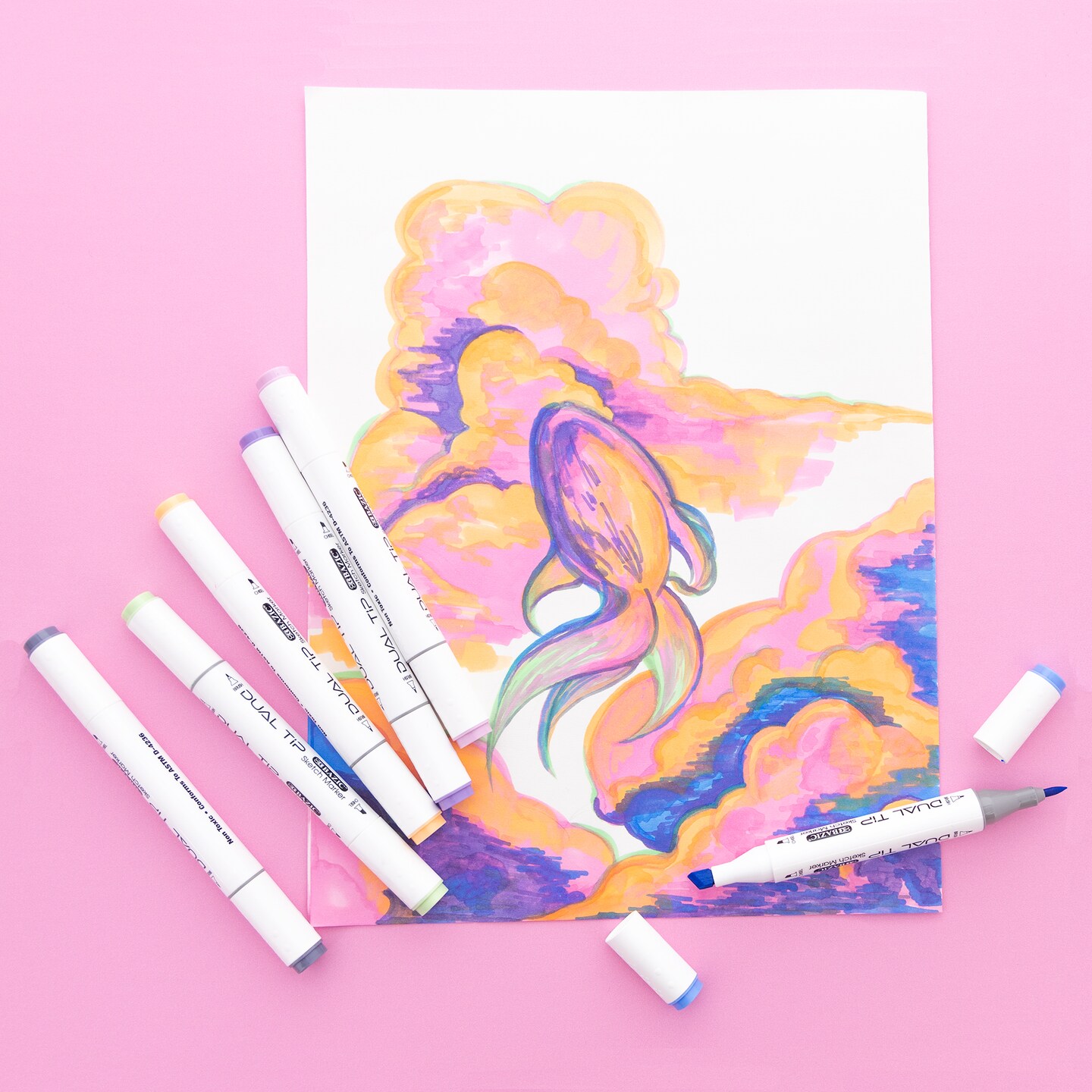 BAZIC Dual Tip Alcohol-Based Markers 6 Pastel Colors