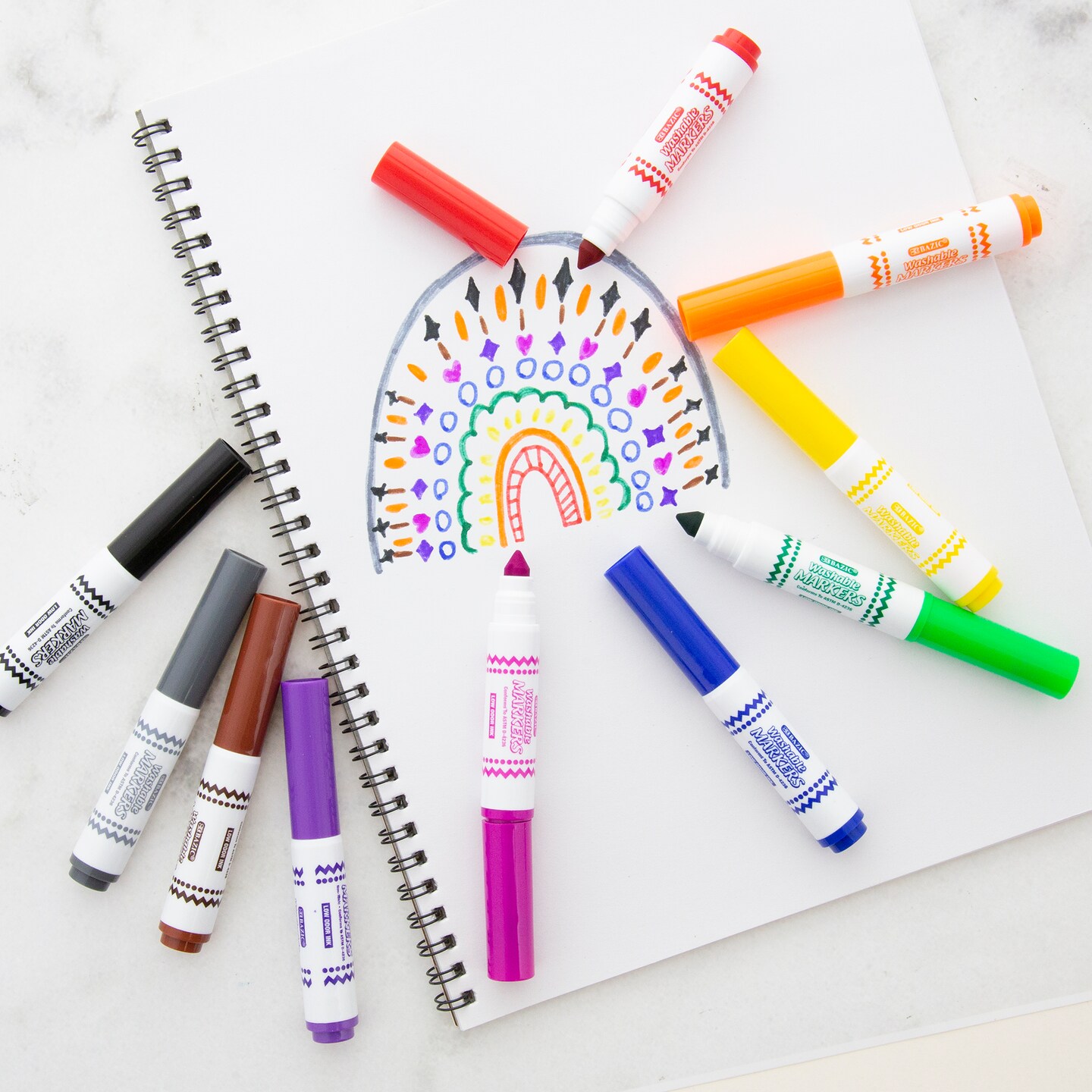 BAZIC Washable Markers Broad Line Mini 10 Color