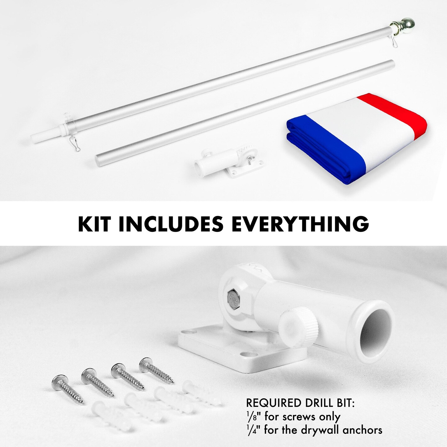 G128 Combo Pack: 6 Feet Tangle Free Spinning Flagpole (Silver) Netherlands Dutch Flag 3x5 ft Printed 150D Brass Grommets (Flag Included) Aluminum Flag Pole