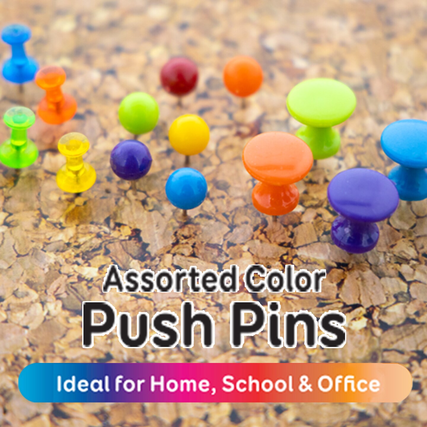 BAZIC Push Pins Assorted Transparent Color (100/Pack)