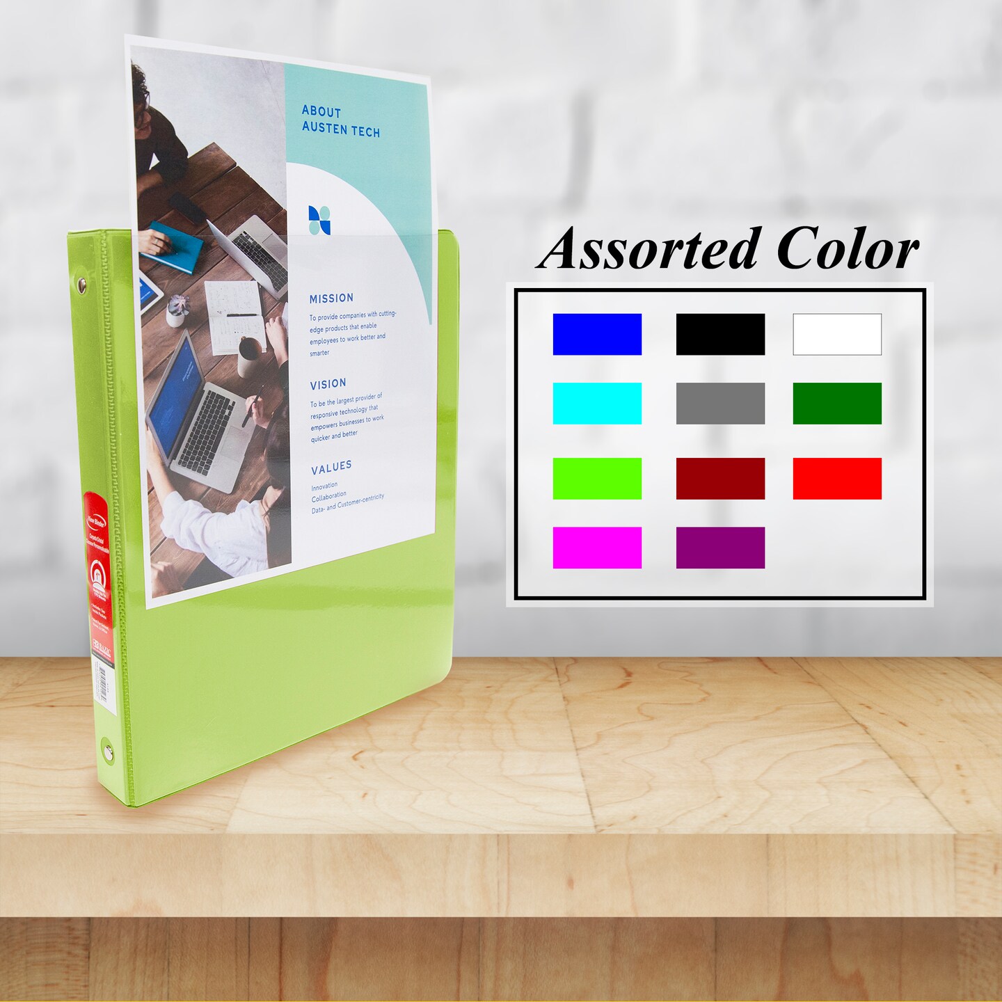 BAZIC 1&#x22; 3-Ring View Binder w/ 2-Pockets (11 Color Available)
